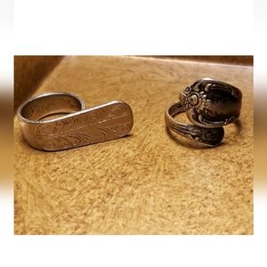 Lot Of 2 Vintage Spoon Rings Hong Kong WM A Rogers Oneida Size 6.5